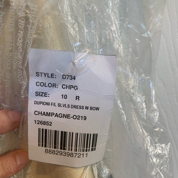 Alfred Sung D734 Bridesmaid Formal Dress Champange Dupioni Bow Open Back Sz 10 - Picture 7 of 7